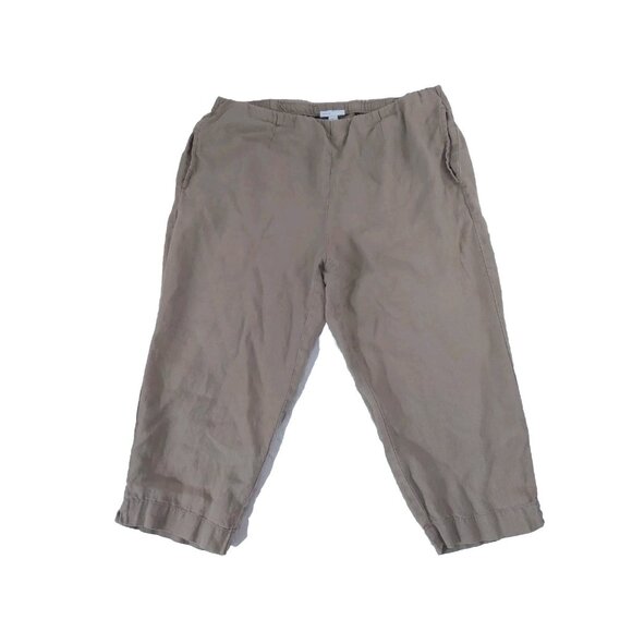 J. Jill, Pure Jill Slim Crops Linen Beige Pants  Women's Petite Medium - Picture 1 of 13